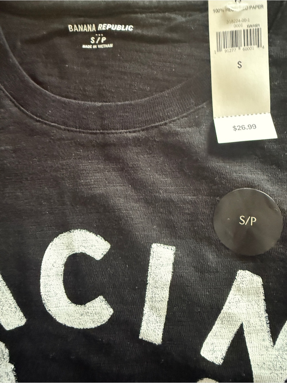 Banana Republic Black Graphic Racing Tee NWT - Picture 4 of 4